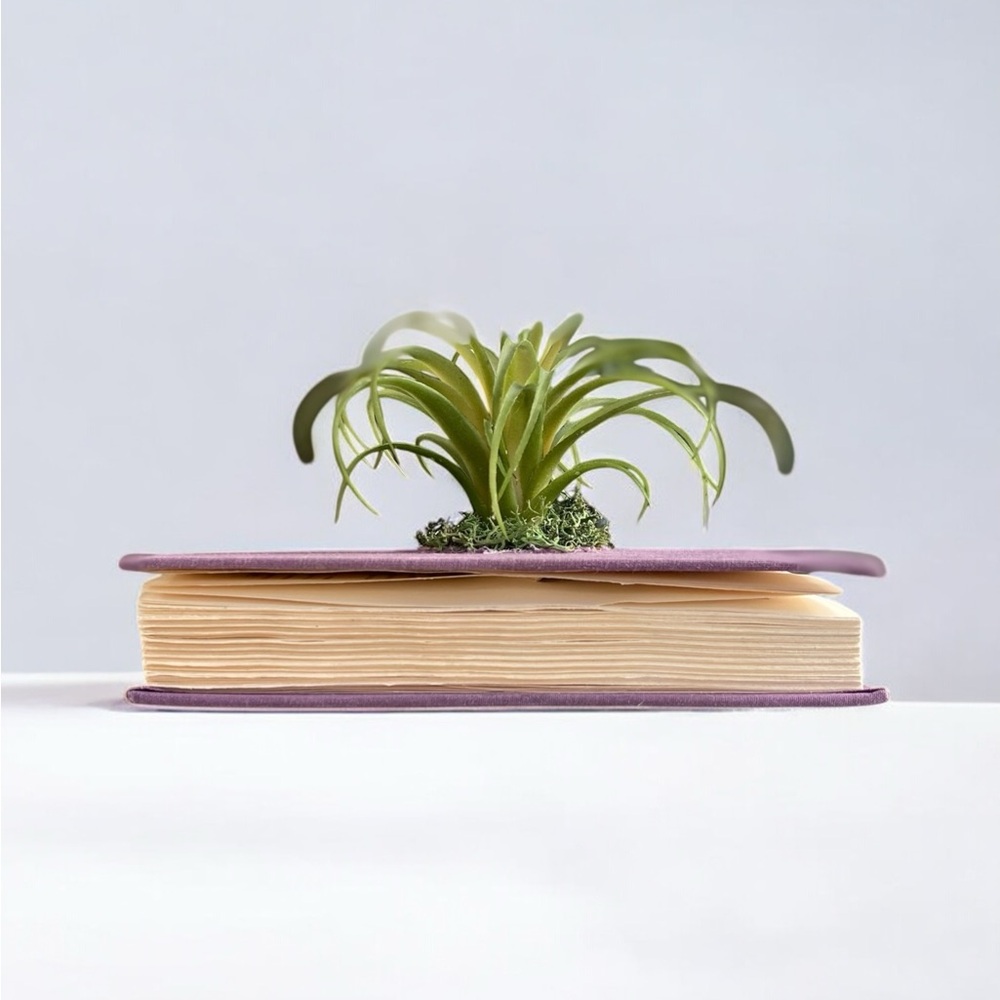Purple Faux Plant Book Planter Made From Real Book